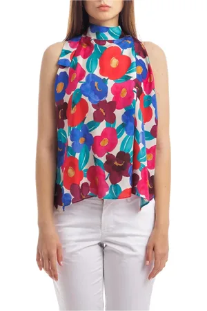 Xacus Tops, Dames, Veelkleurig, S, Zijden Top in Elegante Stijl