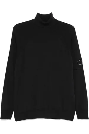 C.P. Company Truien, Heren, Zwart, L, Wol, Zwarte Wol Turtle Neck Sweater