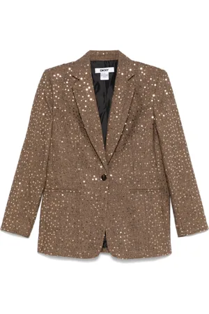 DKNY Jassen, Dames, Geel, M, Pailletten, Multicolor Casual Blazer met Pailletten
