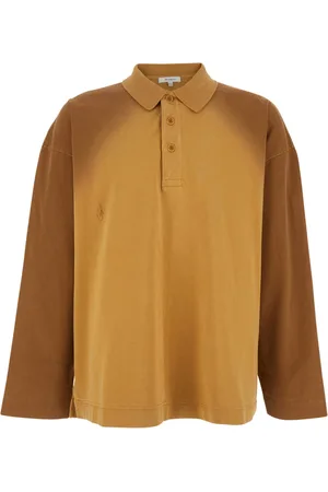 J.W.Anderson Tops, Heren, Bruin, S, Katoen, Bruine Poloshirt met Logodetail