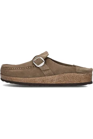 Birkenstock Schoenen, Dames, Grijs, 35 EU, Suède, Taupe Suède Instapmuilen