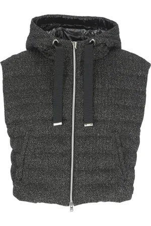 HERNO Jassen, Dames, Zwart, S, Zwarte Husky Hoodie met Lurex
