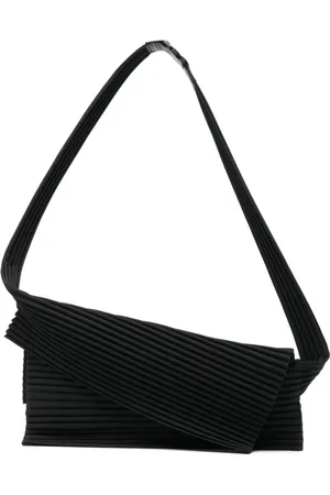 Issey Miyake Tassen, unisex, Zwart, ONE Size, Zwarte Plissé Schoudertas met Gesp