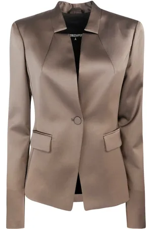 Patrizia Pepe Jassen, Dames, Bruin, S, Leer, Bruine Slim Fit Jas