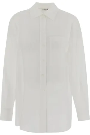 LARDINI Blouses & Shirts, Dames, Wit, 2Xs, Linnen, Klassieke linnen damesoverhemd met zak