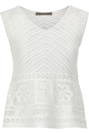 D.EXTERIOR Tops, Dames, Wit, S, Katoen, Witte Katoenen V-hals Mouwloze Top
