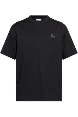 Burberry Tops, Heren, Zwart, S, Katoen, T-shirt met bedrukt logo