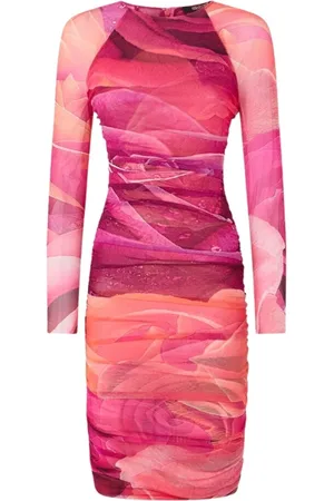 Roberto Cavalli Kleedjes, Dames, Roze, S, Sheath Jurk Met Rozenprint
