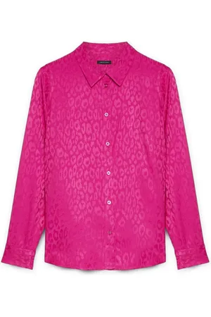 Fiorella rubino Blouses & Shirts, Dames, Roze, 6Xl, Jacquard hemd met dierenprint