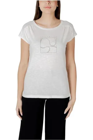 Street one Tops, Dames, Wit, M, Katoen, Katoenen Modal T-shirt met Schouderdetails