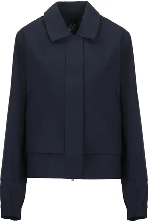 K-Way Jassen, Dames, Blauw, XS, Blauwe Waterdichte Stofjas met Kraag