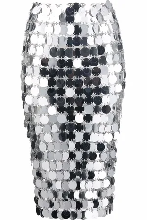 Paco rabanne Rokken, Dames, Grijs, M, Zilveren Midilengte Rok