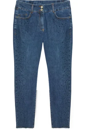 Fiorella rubino Jeans, Dames, Blauw, 5Xl, Katoen, Skinny jeans met applicaties