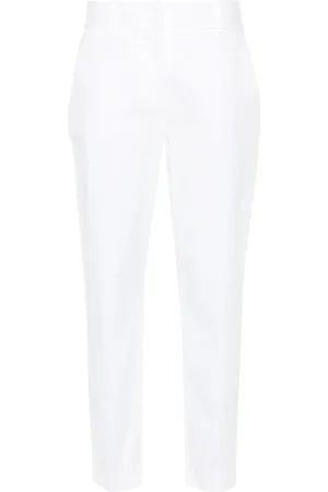 ELEVENTY Broeken, Dames, Wit, L, Katoen, Elegante Witte Broek New York Stijl