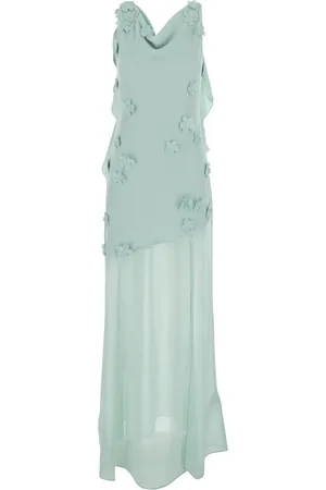 ROTATE Kleedjes, Dames, Blauw, L, Polyester, Blauwe Maxi Waterfall Jurk