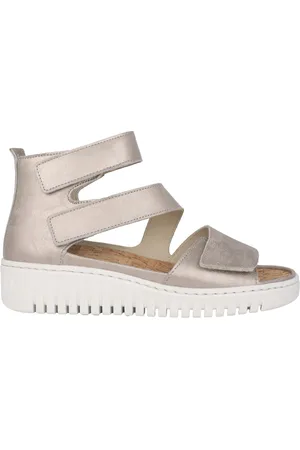 Waldläufer Schoenen, Dames, Grijs, 38 EU, Zilveren Damesandaal met Brede Pasvorm