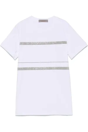 D.EXTERIOR Tops, Heren, Wit, L, Katoen, Witte Monili-detail T-shirt