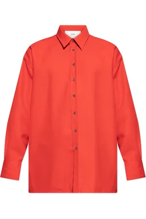 Ami Overhemden, Heren, Rood, S, Wol, Shirt met split