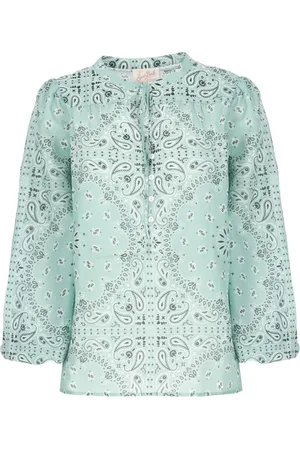 MC2 SAINT BARTH Blouses & Shirts, Dames, Groen, S, Katoen, Groene Katoenen Blouse met Bandanna Patroon