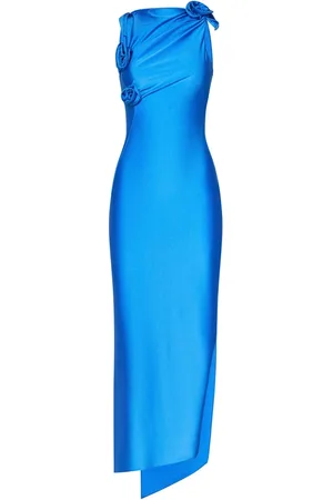 COPERNI Kleedjes, Dames, Blauw, S, Blauwe Asymmetrische Bloem Jurk