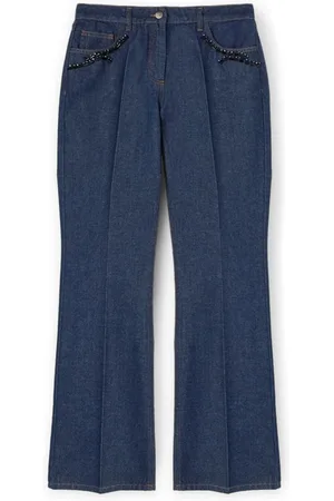 Motivi Jeans, Dames, Blauw, XS, Katoen, Flare jeans met geborduurde steentjes