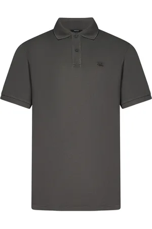 C.P. Company Tops, Heren, Grijs, L, Katoen, Grijze Polo Shirt met Logopatch