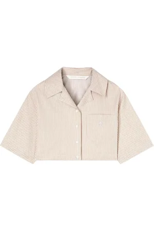 Palm Angels Blouses & Shirts, Dames, , XS, Gestreepte Logo Crop Shirt
