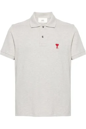Ami Tops, Heren, Grijs, S, Katoen, Casual Short Sleeve Polo Shirt Grey