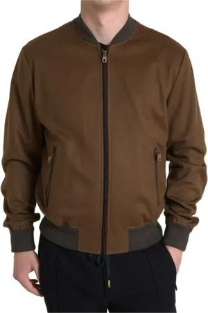 Dolce & Gabbana Jassen, Heren, Bruin, S, Bruine Cashmere Bomberjack