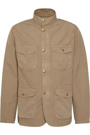 Barbour Jassen, Heren, Bruin, XL, Leer, Bruine Getailleerde Knoopsluiting Jas