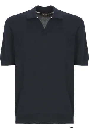 PESERICO SIGN Truien, Heren, Blauw, XL, Katoen, Blauw Katoen Zijden Poloshirt