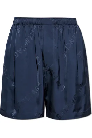 Balenciaga Korte broeken, Heren, Blauw, M, Satijn, Monogram shorts