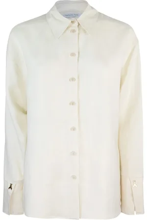 Patrizia Pepe Blouses & Shirts, Dames, Wit, S, Linnen, Witte Linnen Viscose Shirt