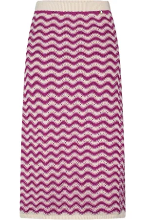 Fabienne Chapot Rokken, Dames, Paars, L, Katoen, Golf Haak Maxi Rok