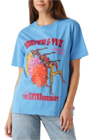 Harper & Yve Tops, Dames, Blauw, L, Linnen, Blauw T-shirt voor een stijlvolle look