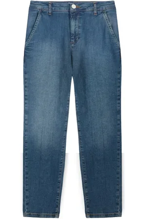 Motivi Jeans, Dames, Blauw, S, Katoen, Regular jeans met vouw