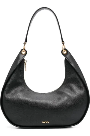 DKNY Tassen, Dames, Zwart, ONE Size, Leer, Zwarte Leren Casual Schoudertas