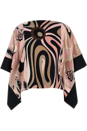 Emilio Pucci Jassen, Dames, Veelkleurig, ONE Size, Print Stretch Viscose Cape Top