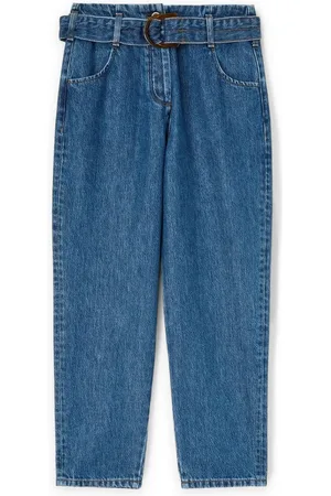 Motivi Jeans, Dames, Blauw, M, Katoen, Balloon Fit Jeans met Lyocell Mix Riem