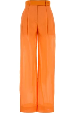 Alberta Ferretti Broeken, Dames, Oranje, S, Katoen, Oranje Katoenen Palazzo Broek