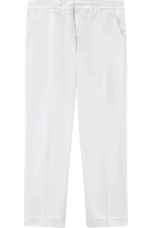 FAY Broeken, Heren, Wit, W34, Katoen, Slimme Gabardine Stretch Broek