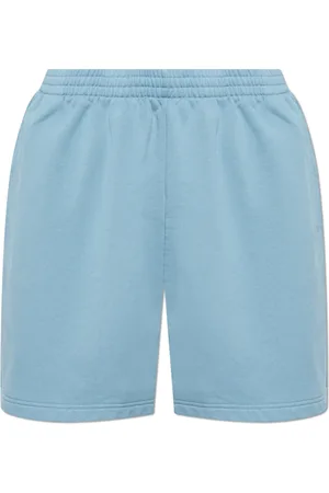 Balenciaga Korte broeken, Heren, Blauw, L, Katoen, Shorts met geborduurd logo