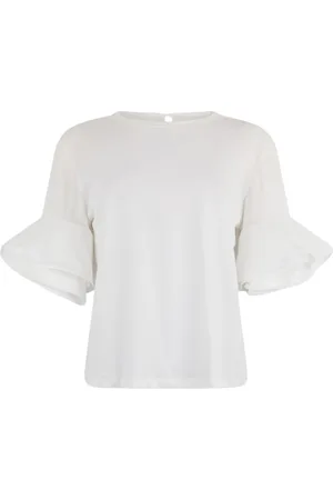 Liu Jo Blouses & Shirts, Dames, Wit, S, Katoen, Gerimpeld T-shirt voor vrouwen