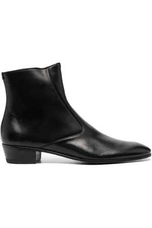 LIDFORT Schoenen, Heren, Zwart, 45 EU, Leer, Zwarte leren amandel teen enkellaarsjes