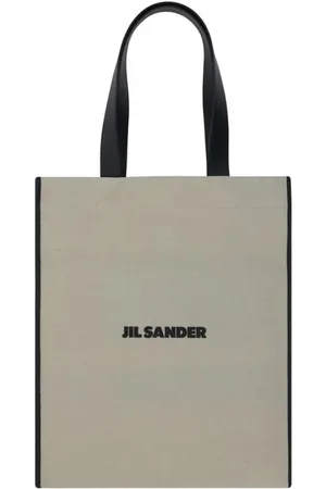 Jil Sander Tassen, Heren, Wit, ONE Size, Linnen, Linnen Tote Tas Leren Handvat