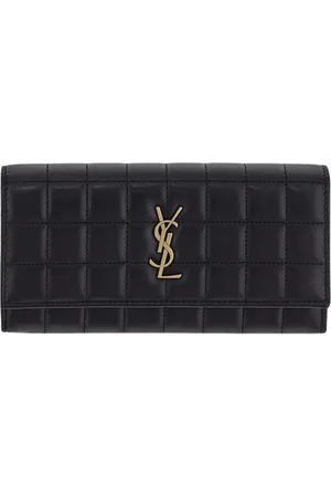 Saint Laurent Accessoires, Dames, Zwart, ONE Size, Leren Damesportemonnee Accessoires