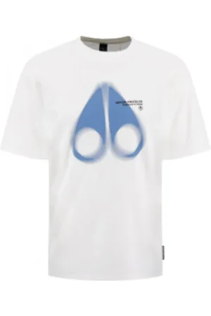 Moose Knuckles Tops, Heren, Wit, S, Katoen, Casual Katoenen T-shirt