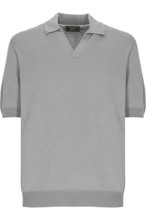 PESERICO SIGN Tops, Heren, Grijs, L, Katoen, Grijze Katoen Zijden Poloshirt