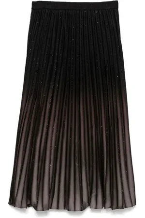 DKNY Rokken, Dames, Zwart, M, Polyester, Grijze Geplooide Folie Rok