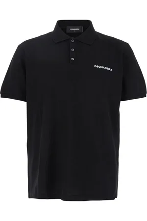 Dsquared2 Tops, Heren, Zwart, M, Katoen, Zwart Poloshirt Logo Letters
